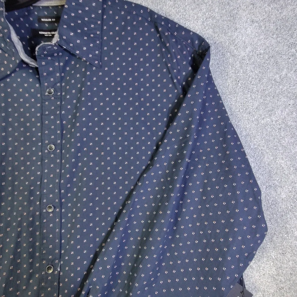 Kenneth Cole Mens Shirt Blue 3X Lightweight Button Up Long Sleeve Regular Fit